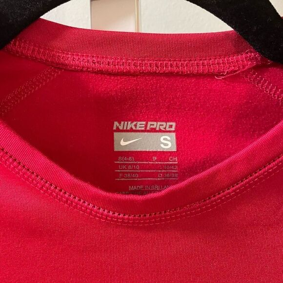 Nike Pro Red Fitted Long Sleeve Athletic Top - Picture 3 of 4